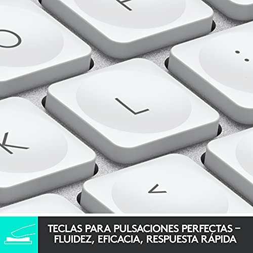 Logitech MX Keys Mini para Mac Teclado Inalámbrico Minimalista Iluminado, Compacto, Bluetooth, Retroiluminado, USB-C, Tecleo Táctil, Compatible con Apple macOS, iPadOS, de Metal - Gris claro