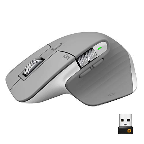 Logitech MX Master 3 Advanced Ratón Inalámbrico, Receptor USB, Bluetooth, 2.4GHz, Desplazamiento Rápido, Seguimiento 4K DPI en Cualquier Superficie, 7 Botones, Recarcable, PC, Mac, iPadOS, Gris