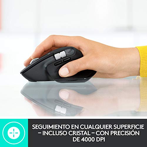 Logitech MX Master 3 Advanced Ratón Inalámbrico, Receptor USB, Bluetooth, 2.4GHz, Desplazamiento Rápido, Seguimiento 4K DPI en Cualquier Superficie, 7 Botones, Recarcable, PC, Mac, iPadOS, Gris