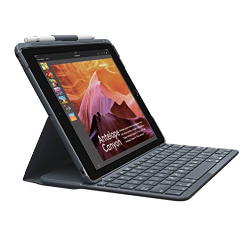 Logitech Slim Folio Funda para iPad con Teclado Bluetooth, iPad 5a & 6a Generation (A1893, A1954, A1822, A1823), 14 Teclas de Acceso Directo de iOS, Batería, Disposición QWERTY, Italiano