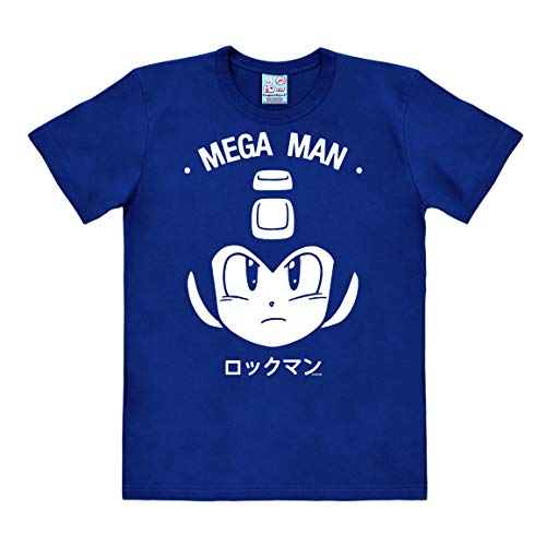 Logoshirt - Capcom - Mega-Man - Cara - Camiseta - Azul Oscuro - Diseño Original con Licencia, Talla 4XL