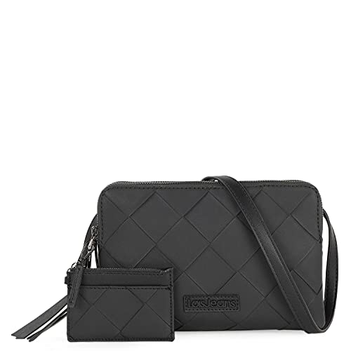 Lois - Bolso de Hombro con Bandolera Asa Larga Regulable de Mujer Marca LOIS colección EDZIZA con Monedero a Juego 311683, Color Negro