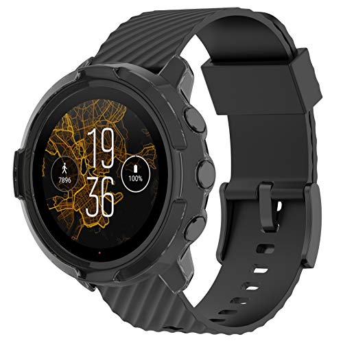 LOKEKE Compatible con Suunto 7 Funda Protectiva, TPU Funda Protectora Shell para Suunto 7 (TPU Negro)