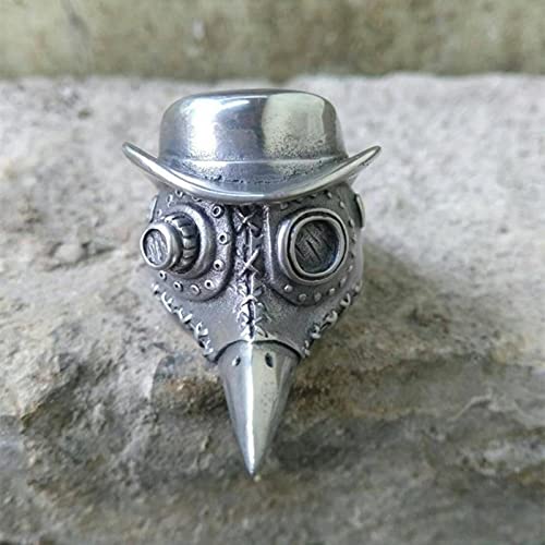 LOKILOKI Anillo Gótico De Doctor De La Peste para Hombres, Anillos De Calavera De Acero Inoxidable 316l, Anillo De Fiesta Punk Rock, Joyería Satánica, Regalos