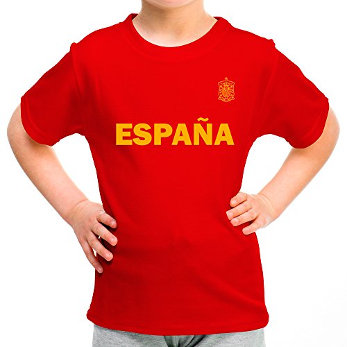 LolaPix Camiseta España Personalizada con tu Nombre y Dorsal | Selección Española | Varios Diseños Tallas | 100% Algodón | Niño | Roja