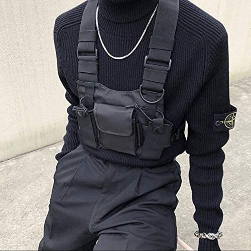 Longzhuo Chest Rig Bag Hip Hop Streetwear - Ri?onera funcional para hombre, bolsillos ajustables