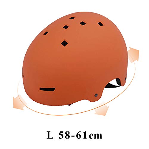 LOOGU Casco ajustable para monopatín, certificado CPSC, para patinaje, monopatín, BMX Scooter para niños, jóvenes, adultos, M naranja