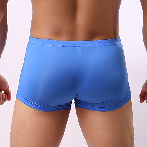 LOPILY Color sólido Elefante Calzoncillos Ropa Interior Bolsa Lencería Boxer de Seda de Hielo Masculino Traje de Baño Playa Escritos del triángulo Ultrafino Transpirables(Azul,M)