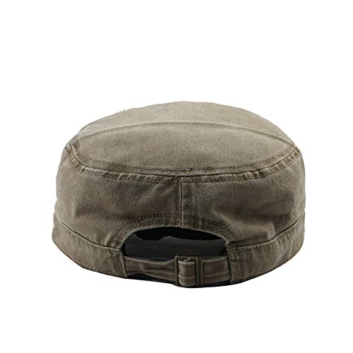 LOPILY Gorra Moda al Aire Libre Unisex Casual Algodón Soldado Sombrero de Mezclilla Visera Gorra Militar Transpirable Sencillo Gorra Plana para Hombre Ajustable Sombrero Sombrero de Camping(Caqui)