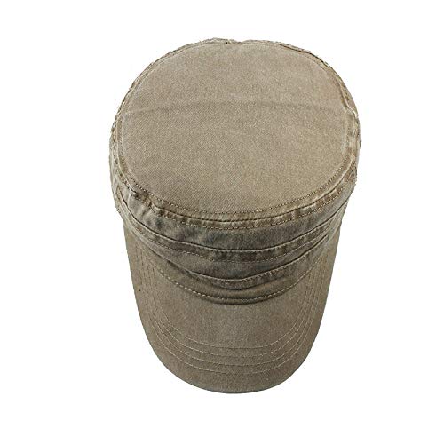 LOPILY Gorra Moda al Aire Libre Unisex Casual Algodón Soldado Sombrero de Mezclilla Visera Gorra Militar Transpirable Sencillo Gorra Plana para Hombre Ajustable Sombrero Sombrero de Camping(Caqui)