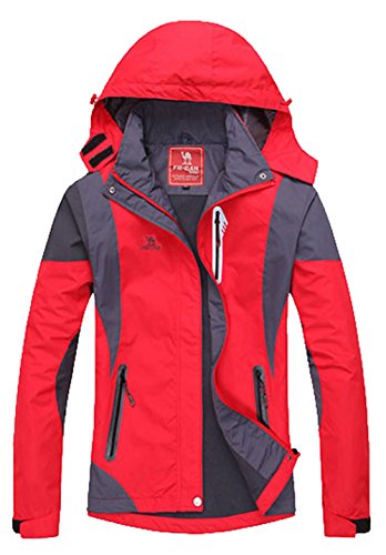 Lottaway - Chaqueta deportiva con capucha para deportes al aire libre, escalada y viento, Hombre, rojo, XL