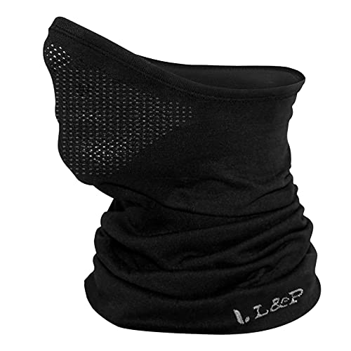 L&P Medio pasamontañas, transpirable, para correr, bicicleta, motocicleta, protección UV, máscara facial, máscara de moto, máscara de esquí, pasamontañas, braga para el cuello Negro M-L