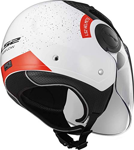 LS2, Casco jet de moto Airflow condor, S, negro blanco rojo