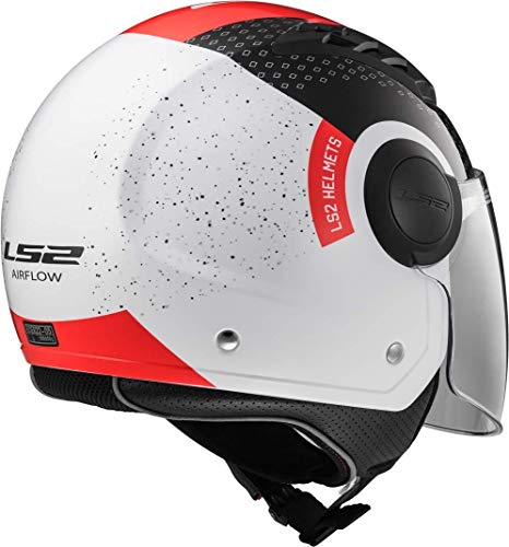 LS2, Casco jet de moto Airflow condor, S, negro blanco rojo