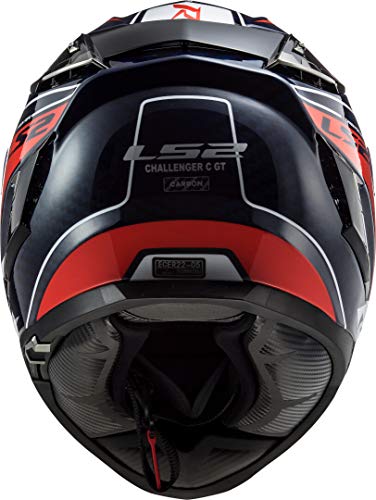 LS2 Challenger Grid Carbon - Casco integral para moto (talla S), color azul y rojo
