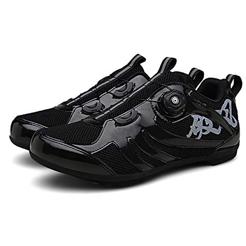 LU-Model Zapatillas de Ciclismo para Carretera Plus, con Suela de y Sistema rotativo de precisión Suela Dura para Zapatos de Montar sin Bloqueo Black-47