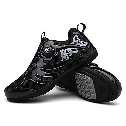 LU-Model Zapatillas de Ciclismo para Carretera Plus, con Suela de y Sistema rotativo de precisión Suela Dura para Zapatos de Montar sin Bloqueo Black-47