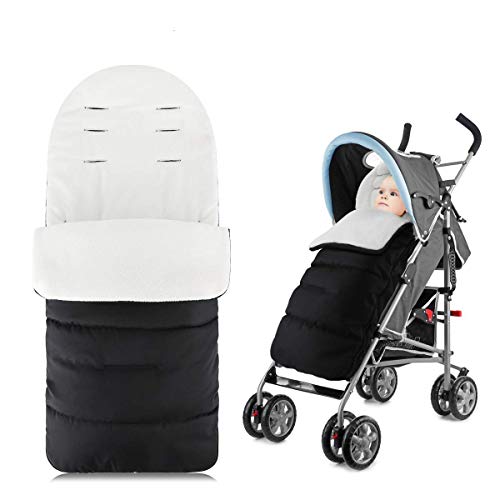 Luchild Saco de Invierno Universal para Cochecito y Silla de Paseo - Protección Antideslizante, Forro Polar térmico Deluxe, Capucha Tipo Momia