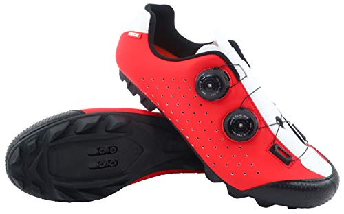 LUCK Zapatilla de Ciclismo MTB Eros con Doble Cierre rotativo de Alta precisión. (47 EU, Rojo)