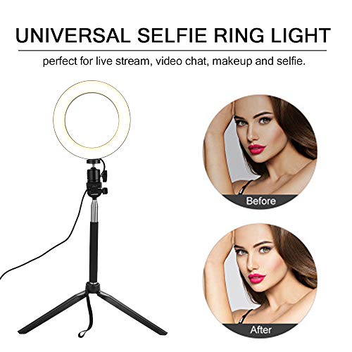 Luz de Anillo LED 6", Anillo de Luz LED con Soporte, 3 Colores Aro de Luz Regulable para Transmisi¨®n en Vivo, Selfie, Maquillaje, Vlogging, Youtube, TikTok, USB Powered