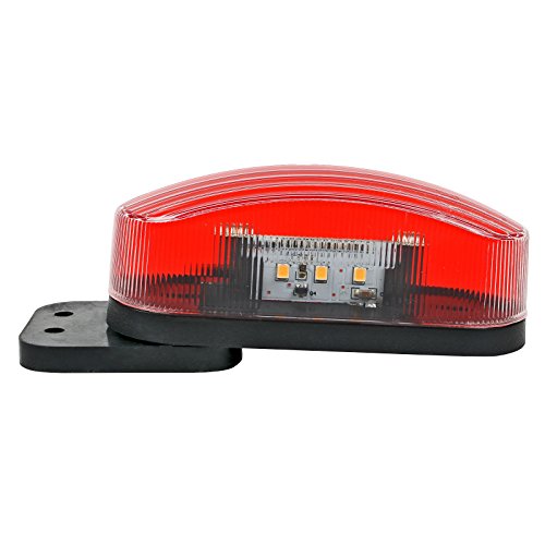 Luz de gálibo led de 12 V, juego de 2 luces de señalización lateral en rojo/blanco, 98 x 42 x 38 mm, 12/24 voltios, 2 vatios  led para autocaravana, caravana y remolque