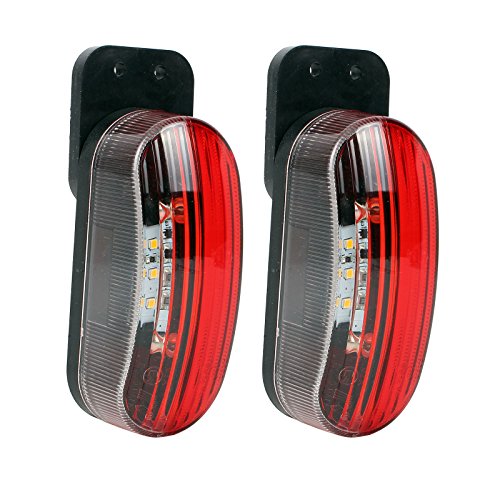 Luz de gálibo led de 12 V, juego de 2 luces de señalización lateral en rojo/blanco, 98 x 42 x 38 mm, 12/24 voltios, 2 vatios  led para autocaravana, caravana y remolque