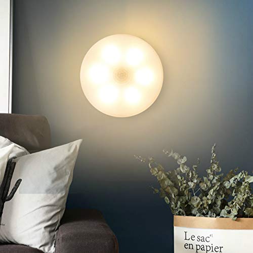 Luz de noche LED Lámpara de pared recargable por USB con sensor de movimiento,iluminación con batería de litio para armario,dormitorio,armario de pared,pasillo,etc.(1 luz cálida)