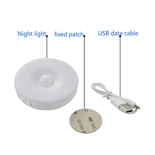 Luz de noche LED Lámpara de pared recargable por USB con sensor de movimiento,iluminación con batería de litio para armario,dormitorio,armario de pared,pasillo,etc.(1 luz cálida)