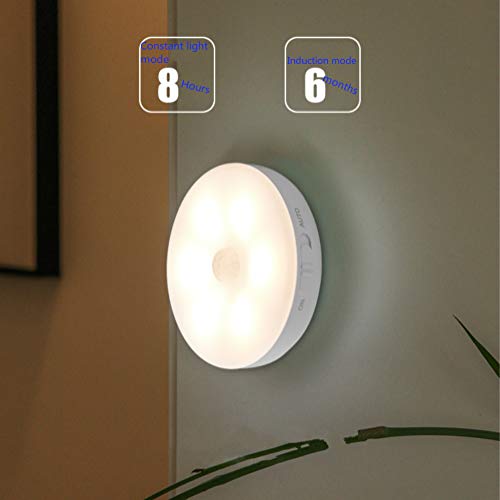 Luz de noche LED Lámpara de pared recargable por USB con sensor de movimiento,iluminación con batería de litio para armario,dormitorio,armario de pared,pasillo,etc.(1 luz cálida)