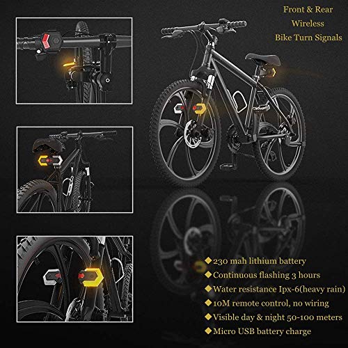 Luz de señal de giro de bicicleta 2020, luz de advertencia de seguridad delantera y trasera con control remoto, luz de cola de patinete eléctrico resistente al agua para ciclismo al aire libre