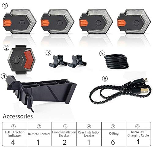 Luz de señal de giro de bicicleta 2020, luz de advertencia de seguridad delantera y trasera con control remoto, luz de cola de patinete eléctrico resistente al agua para ciclismo al aire libre