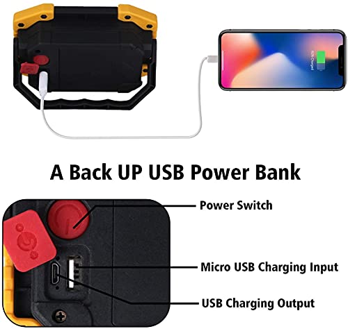 Luz de Trabajo LED Recargable, T-SUN Luz de Inundación Portátil 30W, 3 Modos, Foco LED Recargable Para la Reparación de Automóviles, Camping, Luces de Seguridad de Emergencia.(Batería Incluida)