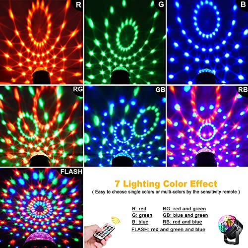 Luz Discoteca y Luz ​nocturna, Bola de Discoteca con Ritmo de Sonido, 7 Colores RGB, Control Remoto y Función de Temporizador, luces discoteca Giratoria para Niños Navidad, Cumpleaños