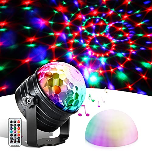 Luz Discoteca y Luz ​nocturna, Bola de Discoteca con Ritmo de Sonido, 7 Colores RGB, Control Remoto y Función de Temporizador, luces discoteca Giratoria para Niños Navidad, Cumpleaños