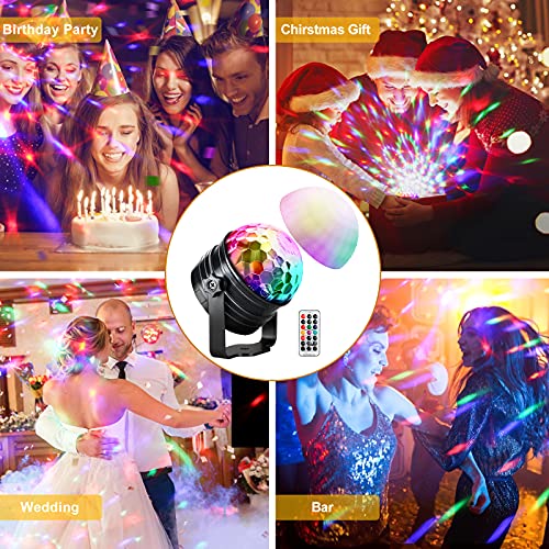 Luz Discoteca y Luz ​nocturna, Bola de Discoteca con Ritmo de Sonido, 7 Colores RGB, Control Remoto y Función de Temporizador, luces discoteca Giratoria para Niños Navidad, Cumpleaños