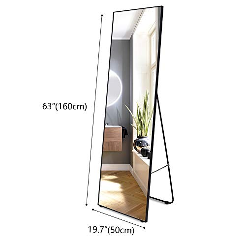 LVSOMT Espejo de cuerpo entero de 160 × 50 cm, espejo de cuerpo de pie, espejo de pared, espejo de maquillaje grande, espejo de pared inclinado, espejo grande para dormitorio, sala de estar, vestuario