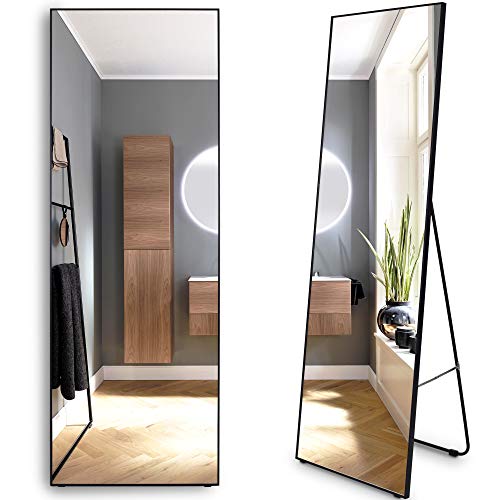LVSOMT Espejo de cuerpo entero de 160 × 50 cm, espejo de cuerpo de pie, espejo de pared, espejo de maquillaje grande, espejo de pared inclinado, espejo grande para dormitorio, sala de estar, vestuario