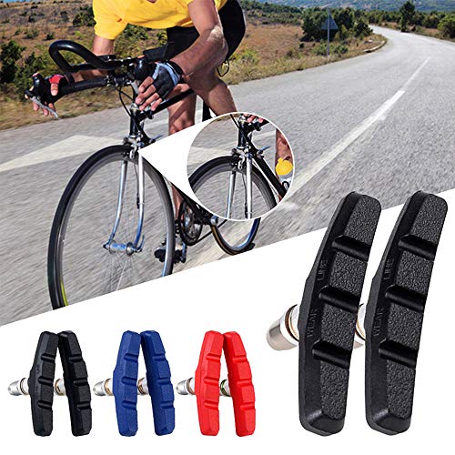 LWZko 3 Pares Zapatas de Freno de Bicicleta, V-Brake Zapatas Freno, Pastillas Freno V-Brake, 70mm Juego Pastillas Freno Bloques de Freno para V Brakes U-Brake, Cantilever (Negro, Azul, Rojo)