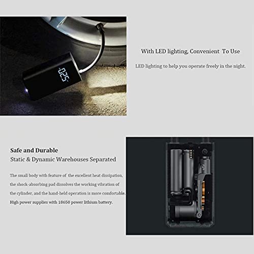 Lydsto Xiaom i Bomba de Aire eléctrica portátil con Pantalla de visualización Digital y Luces LED para automóviles, Motocicletas, Pelotas y Bicicletas