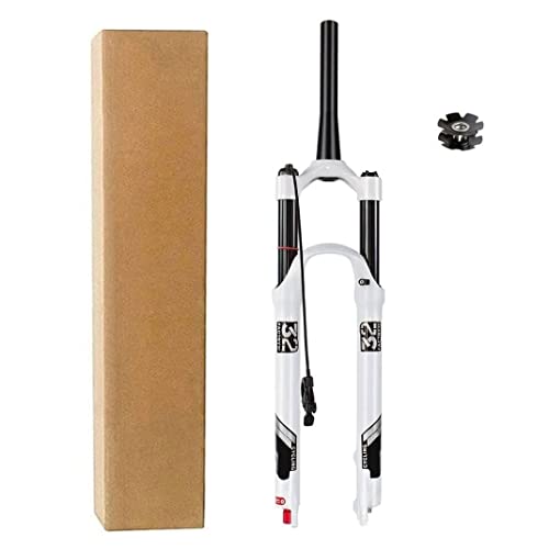 LYYCX Horquilla de Bicicleta de Montaña 26 27,5 29 Inch, MTB Aleación de Magnesio Recorrido 140mm Amortiguador 1-1/8"Bloqueo Manual/Control Remoto Accesorios de Bicicleta QR Freno de Disco de 9mm