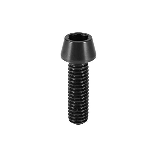 M6X16 / 20 Tornillos de Pernos de Titanio de Bicicleta, 6pcs MTB Road Bicicleta de montaña Tornillos de Pernos de Tallo de Titanio Cabeza cónica Tornillo con arandela(M6X20-negro)