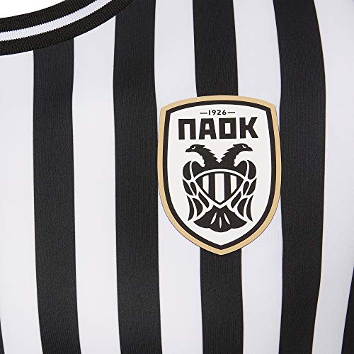 Macron PAOK FC Thessaloniki - Camiseta de fútbol (primera equipación, temporada 2020/21, para adultos), Unisex adulto, MS20.PFC.1011, negro-blanco, small