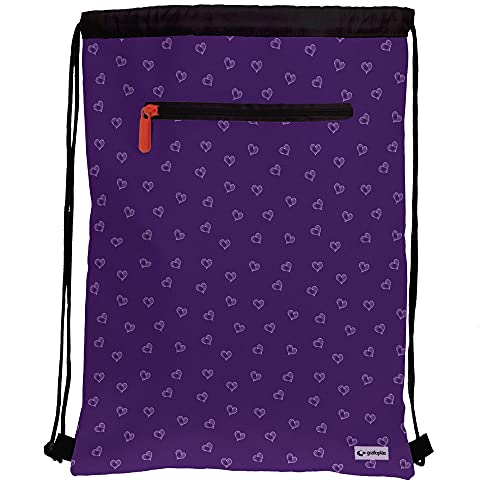 Mafalda 37610585. Mochila Saco, Colección Mundo, Cierre Cuerdas, Bolsillo Exterior, 36x47cm, Violeta