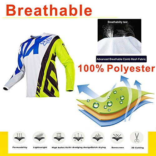 Maillot Bicicleta Hombre Ciclismo con Mangas Largas Tops De MTB de Tela Transpirable Secado Rápido, Camisetas, Ropa De Descenso (D,XS)