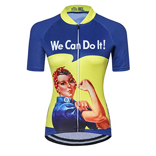 Maillot de Ciclismo para Mujer con Cremallera Manga Corta Ropa de Ciclismo de Carretera Equipo Profesional de Carreras BTT para Mujer Ropa de montaña Transpirable Amarillo y Azul XL