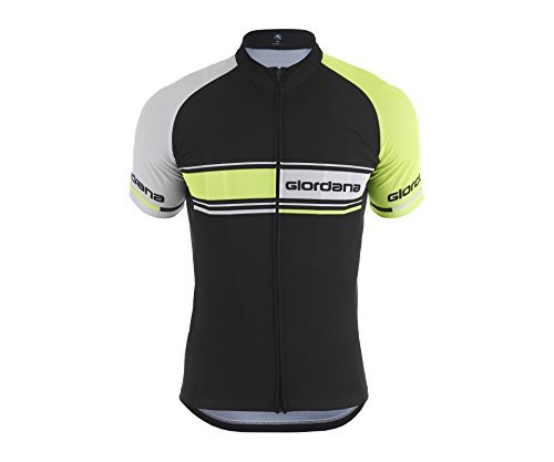 MAILLOT GIORDANA VERO NEGRO AMARILLO FLUOR BLANCO TALLA M