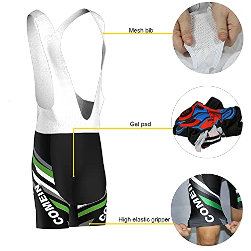 Maillots Ciclismo Hombre Conjunto de Ropa Verano Bicicleta Manga Corta +9D Gel Pad para Pantalones Cortos (Negro, 2XL)