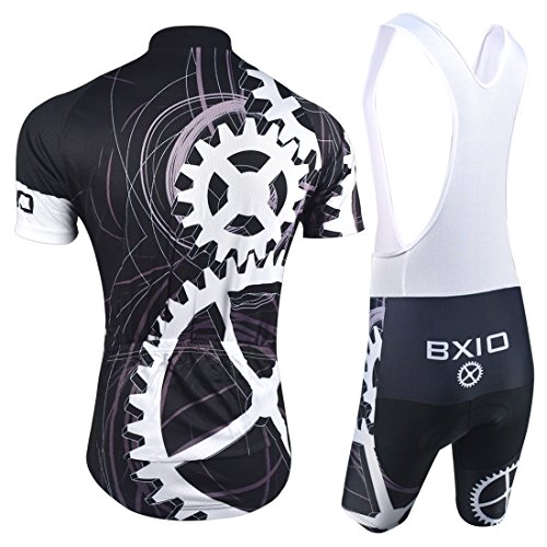 Maillots de Ciclismo BXIO - Maillot de Bicicleta de Manga Corta Transpirable con pantalón Corto con Almohadilla de Gel 3D para Pro Team Cycling Sport (Black(080), L)