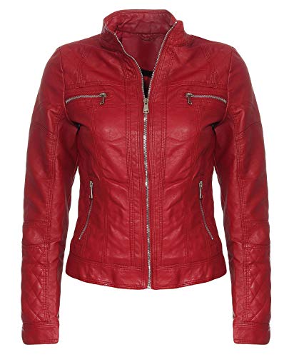 Malito Mujer Chaqueta Cuero Sintético Biker Chaqueta 5193 (Burdeos, 40)