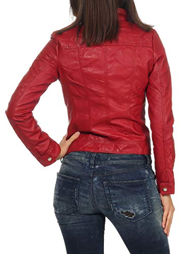 Malito Mujer Chaqueta Cuero Sintético Biker Chaqueta 5193 (Burdeos, 40)